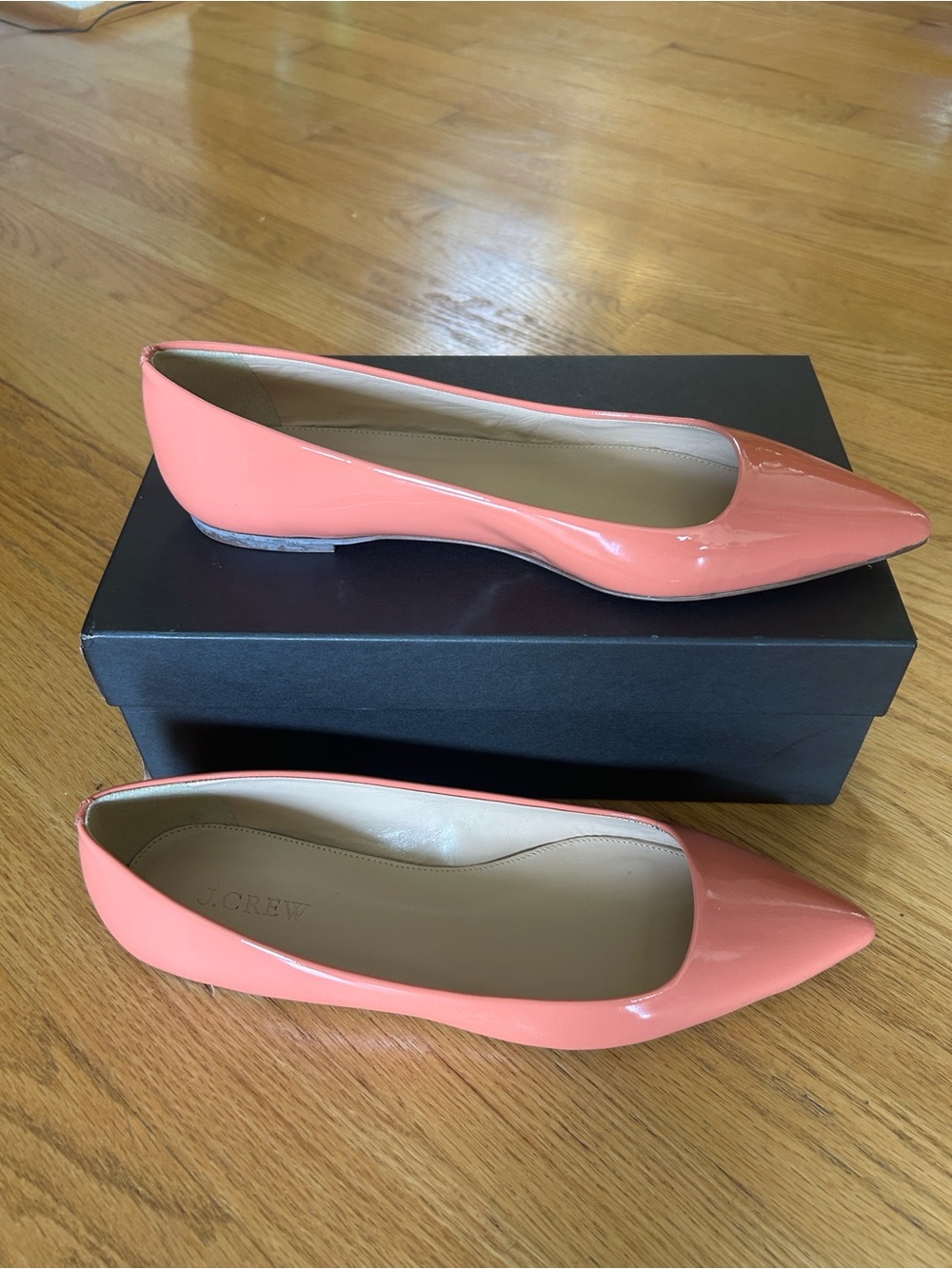 J. Crew Harper Coral Patent Pointed-Toe Ballet Flats